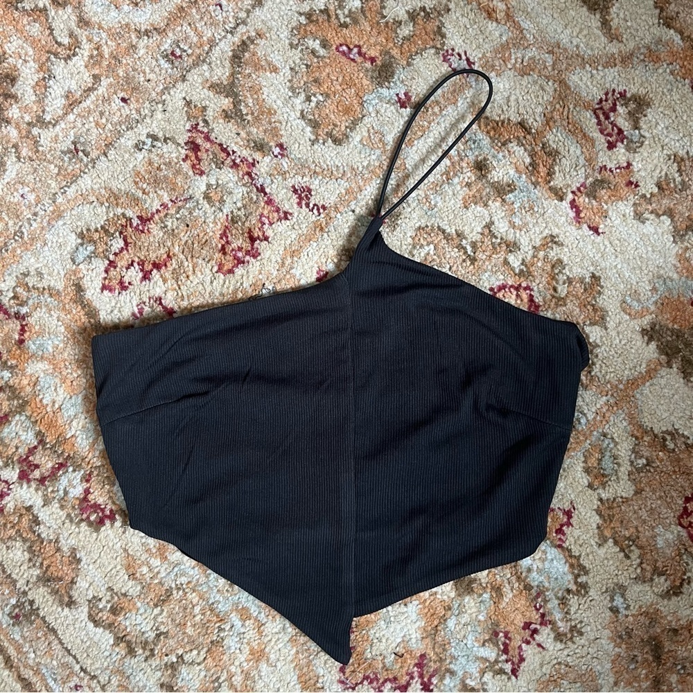 Princess Polly Belinda Black Cropped One Shoulder Tank Top 4